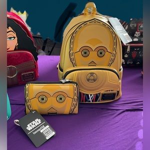 Disney Loungefly Star Wars C-3PO Backpack & Wallet Set